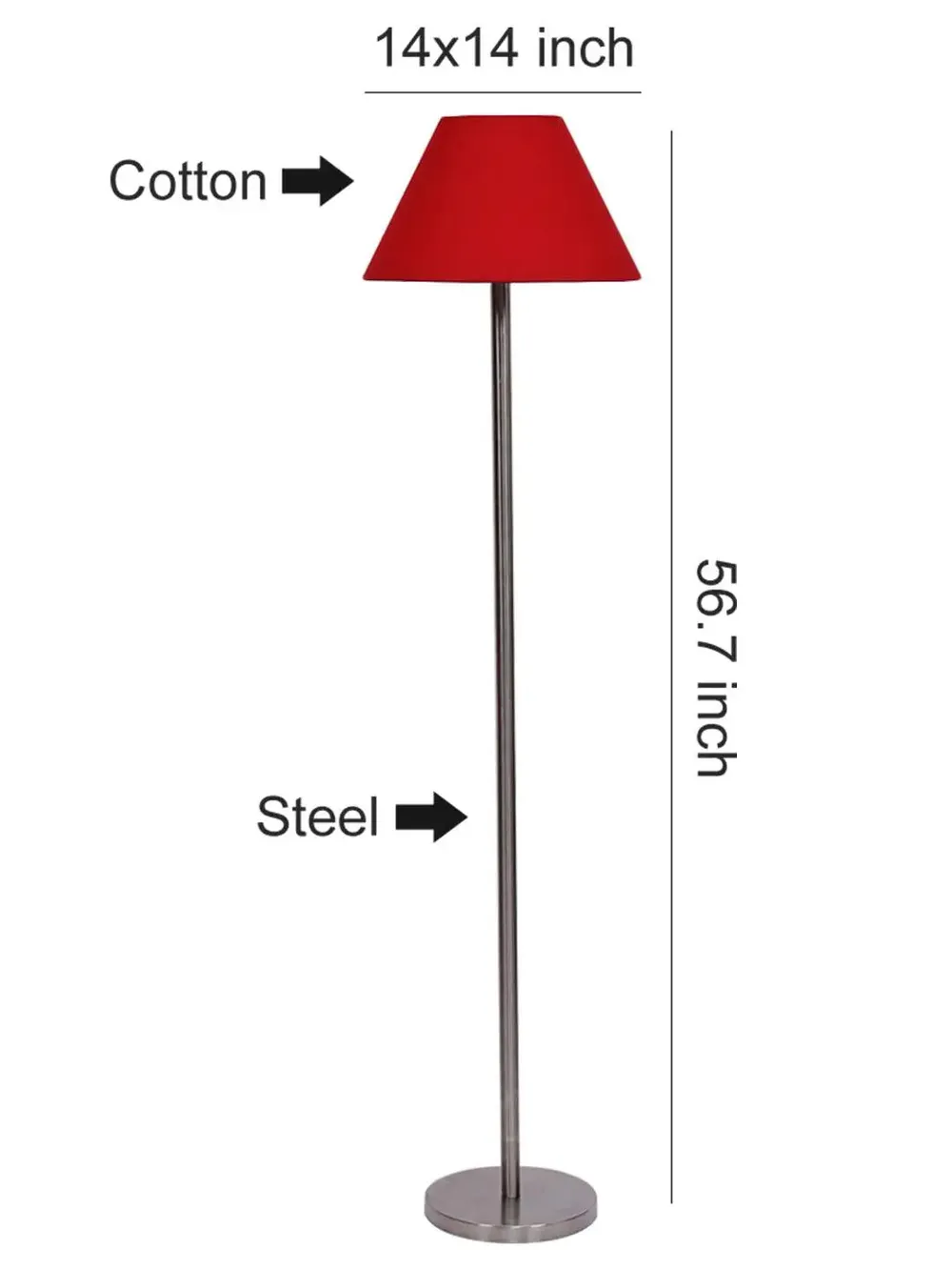 Premium Conical Designer Metal Floor Lamp With Cotton Shade White