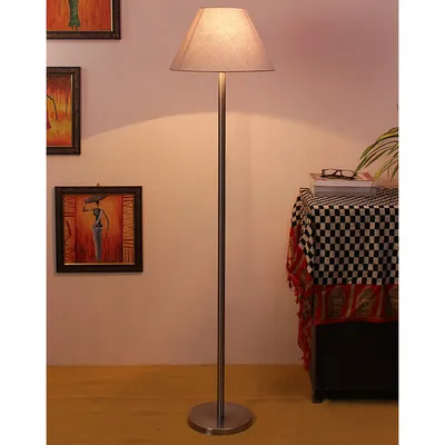 Premium Conical Designer Metal Floor Lamp With Cotton Shade