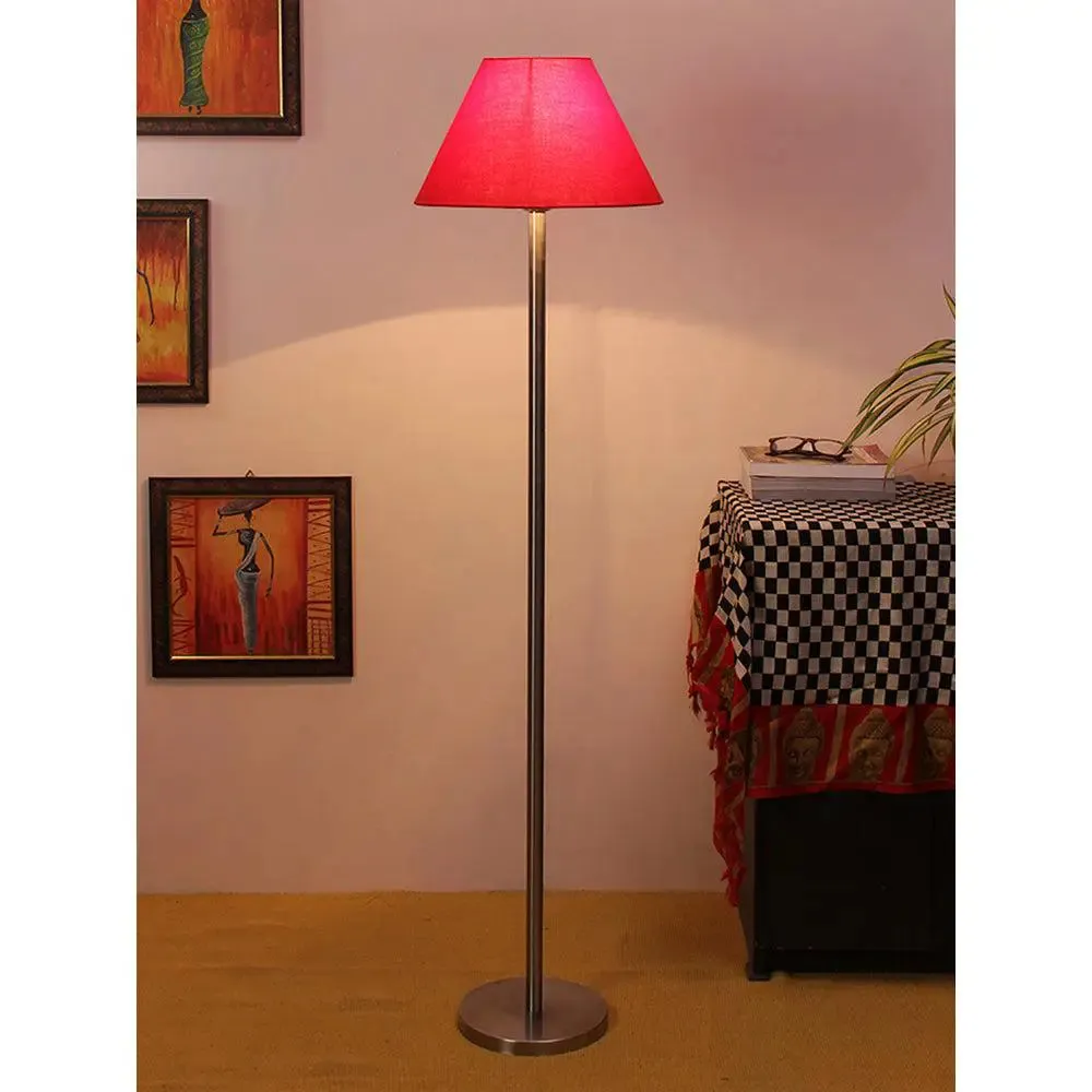Premium Conical Designer Metal Floor Lamp With Cotton Shade White