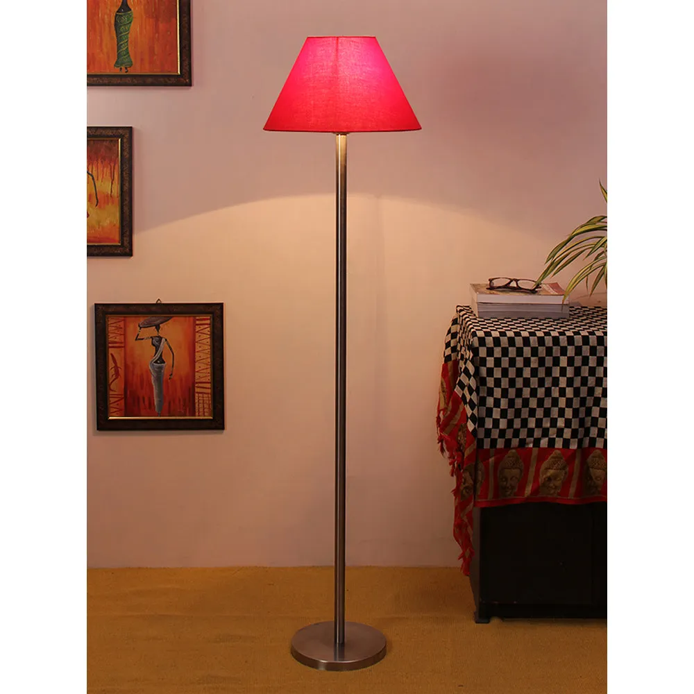 Premium Conical Designer Metal Floor Lamp With Cotton Shade White