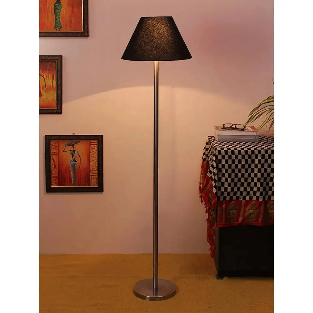Premium Conical Designer Metal Floor Lamp With Cotton Shade White