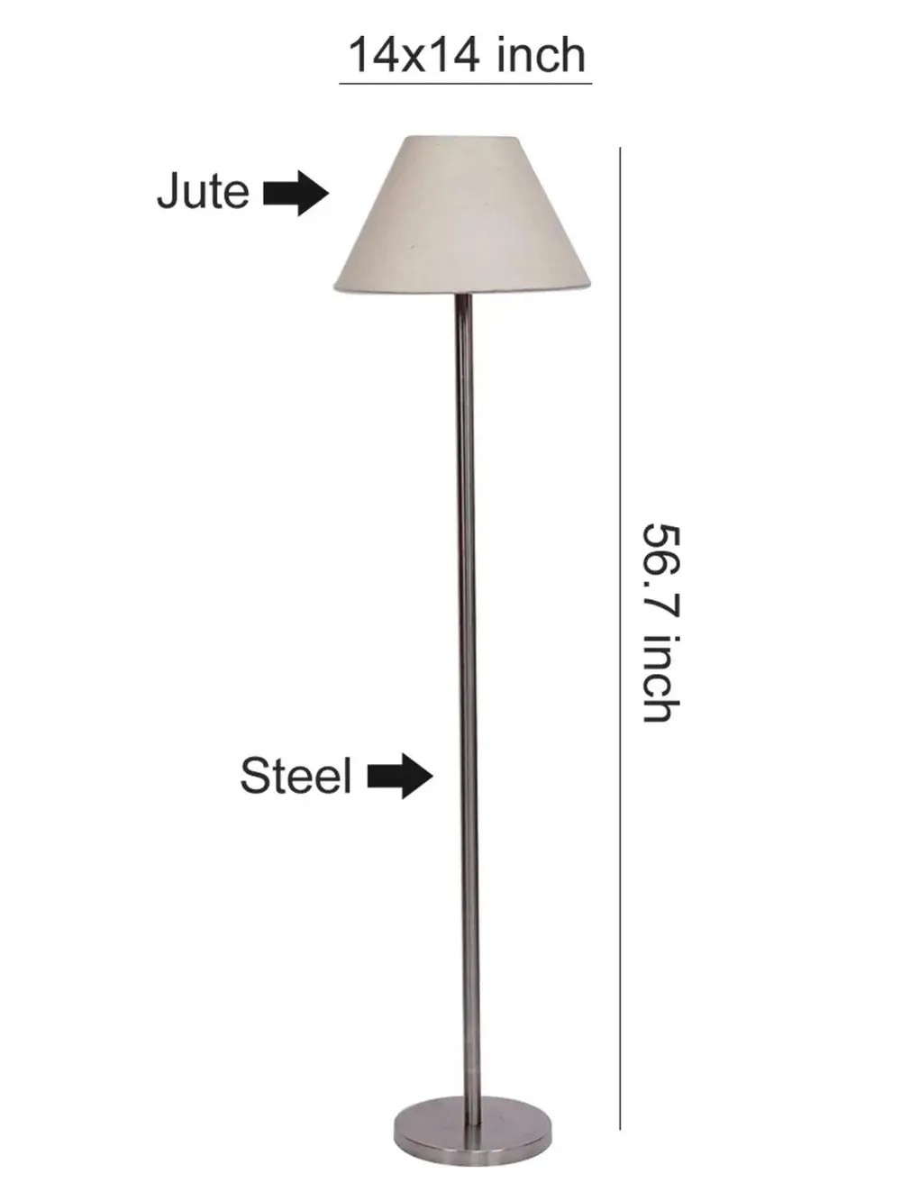 Premium Conical Designer Metal Floor Lamp With Cotton Shade White