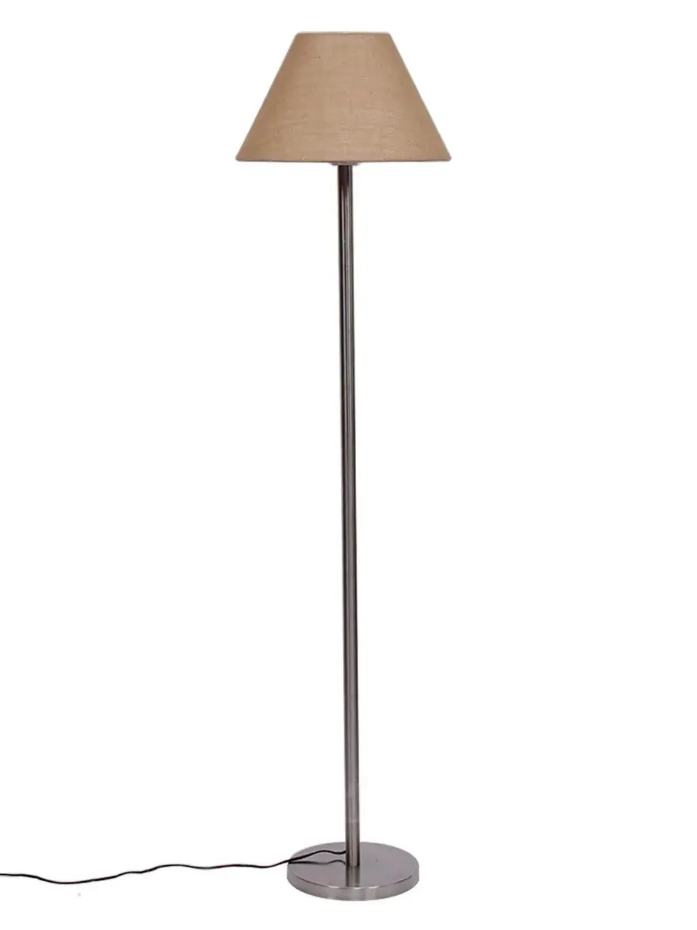 Premium Conical Designer Metal Floor Lamp With Cotton Shade White