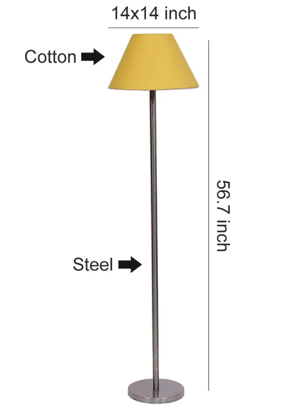 Premium Conical Designer Metal Floor Lamp With Cotton Shade White