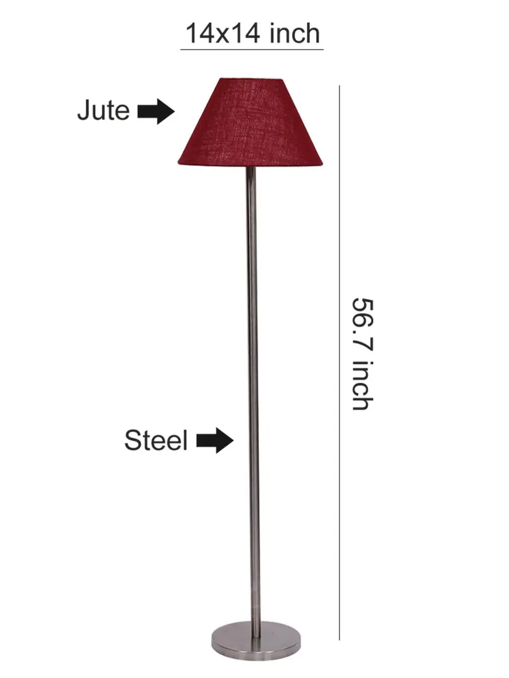 Premium Conical Designer Metal Floor Lamp With Jute Shade Pink