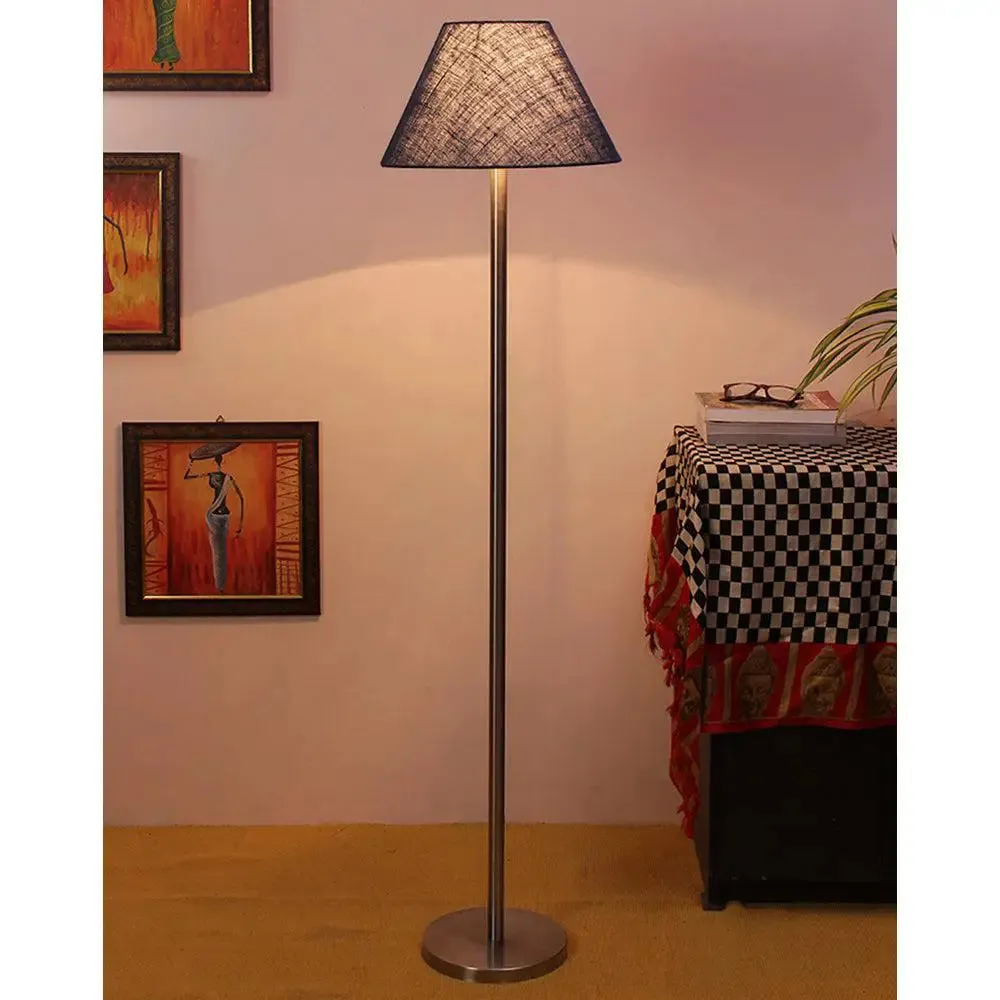 Premium Conical Designer Metal Floor Lamp With Jute Shade Pink