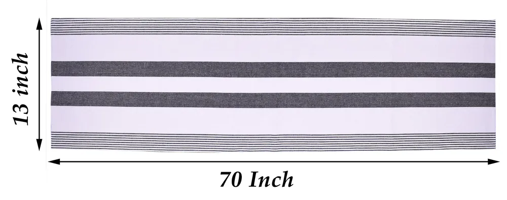 Premium Cotton Designer Black & White Table Runner