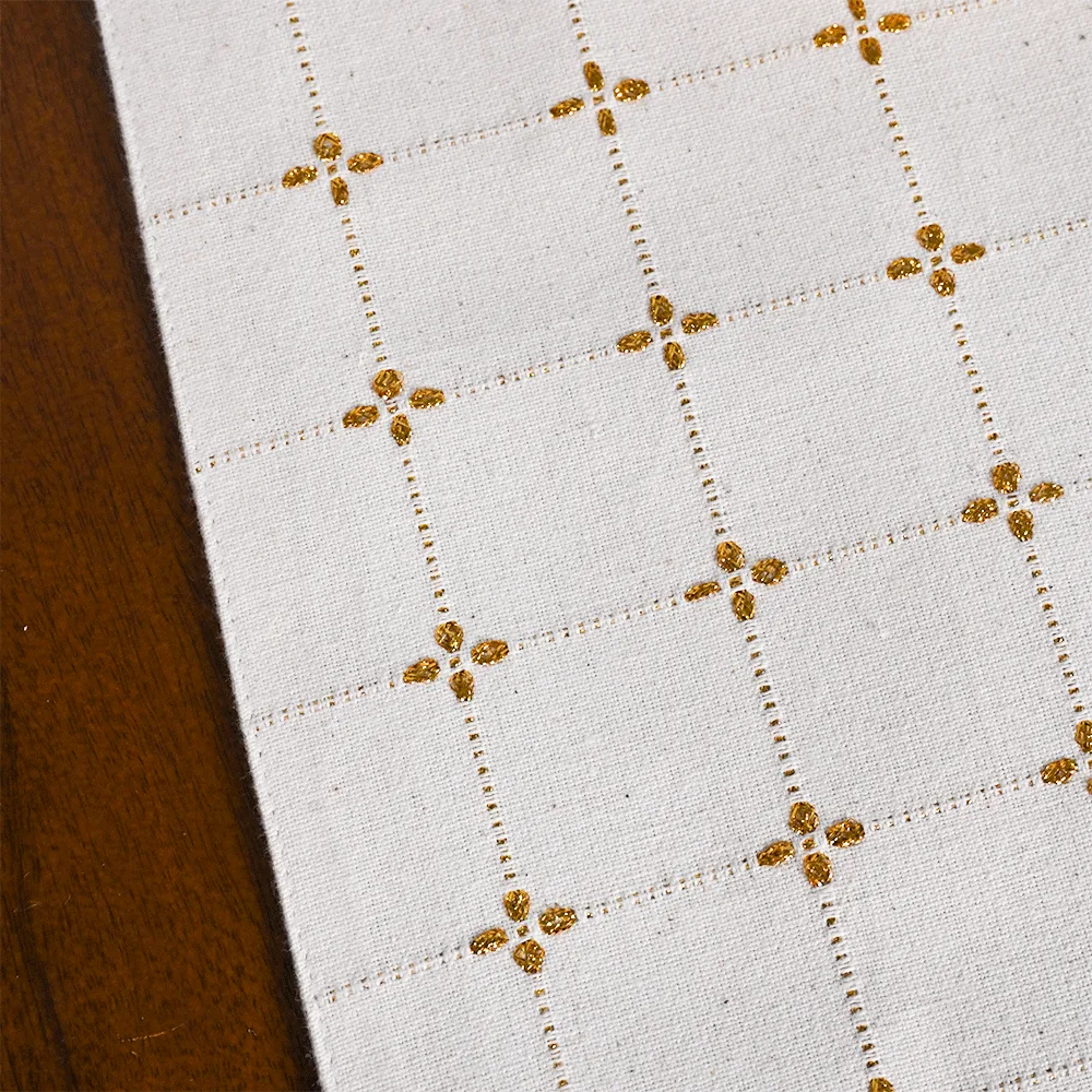 Premium Cotton Designer Golden Table Runner