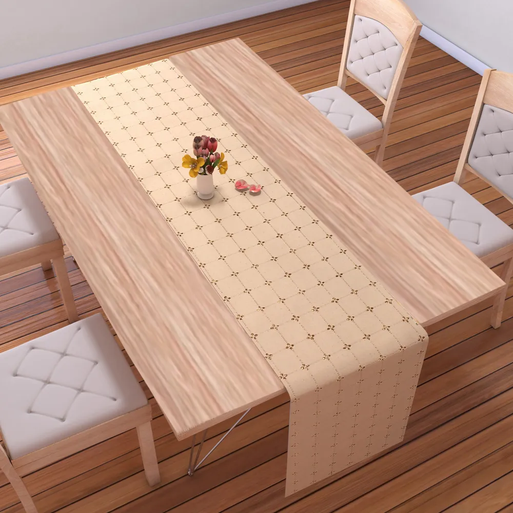 Premium Cotton Designer Golden Table Runner