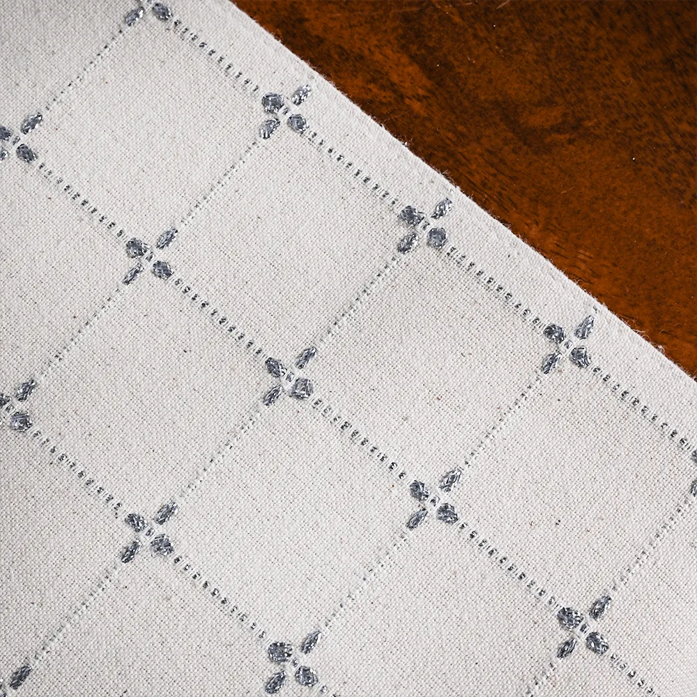 Premium Cotton Designer Silver Table Runner