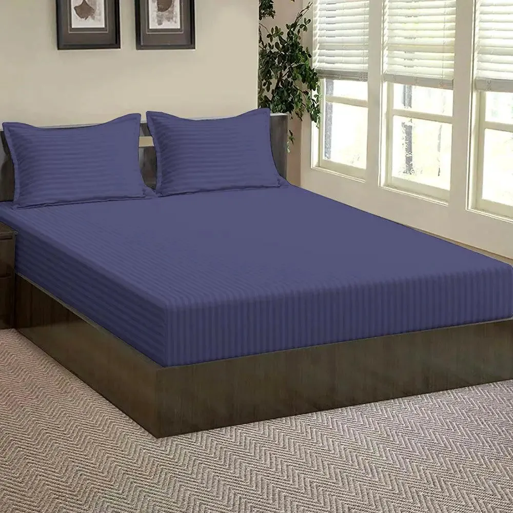 Premium Cotton Queen-Size Solid Fitted Bedsheet With 2 Pillow Covers (Available in Multiple Colours) White