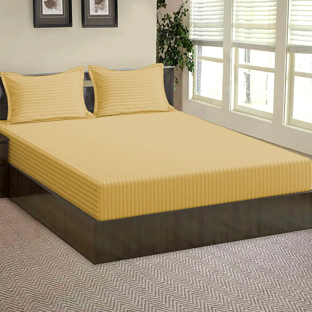 Premium Cotton Solid Single Bed Fitted Bedsheet With 2 Pillow Covers (Available in Multiple Colours) Dark Blue