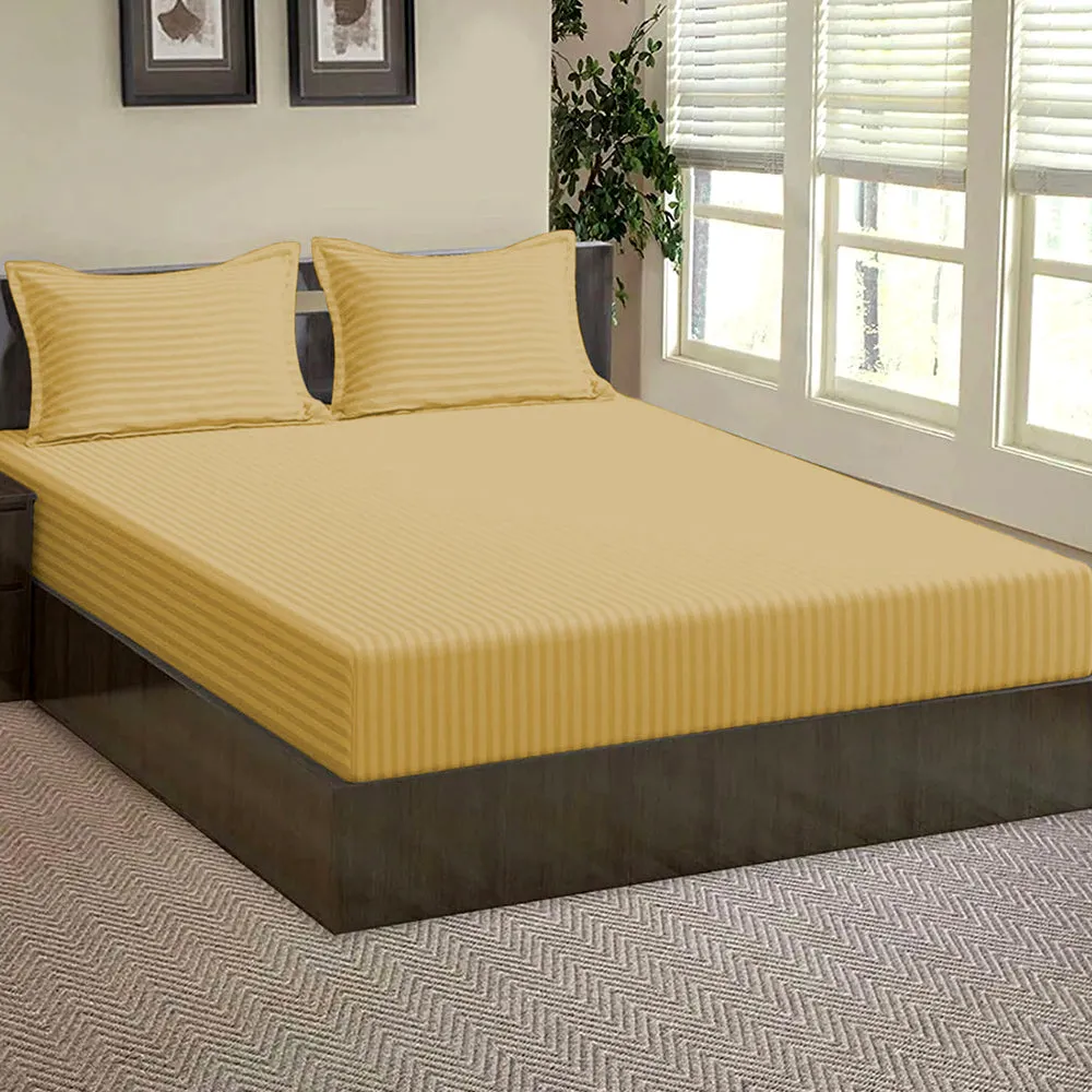 Premium Cotton Solid Twin Bed Fitted Bedsheet With 2 Pillow Covers (Available in Multiple Colours) White