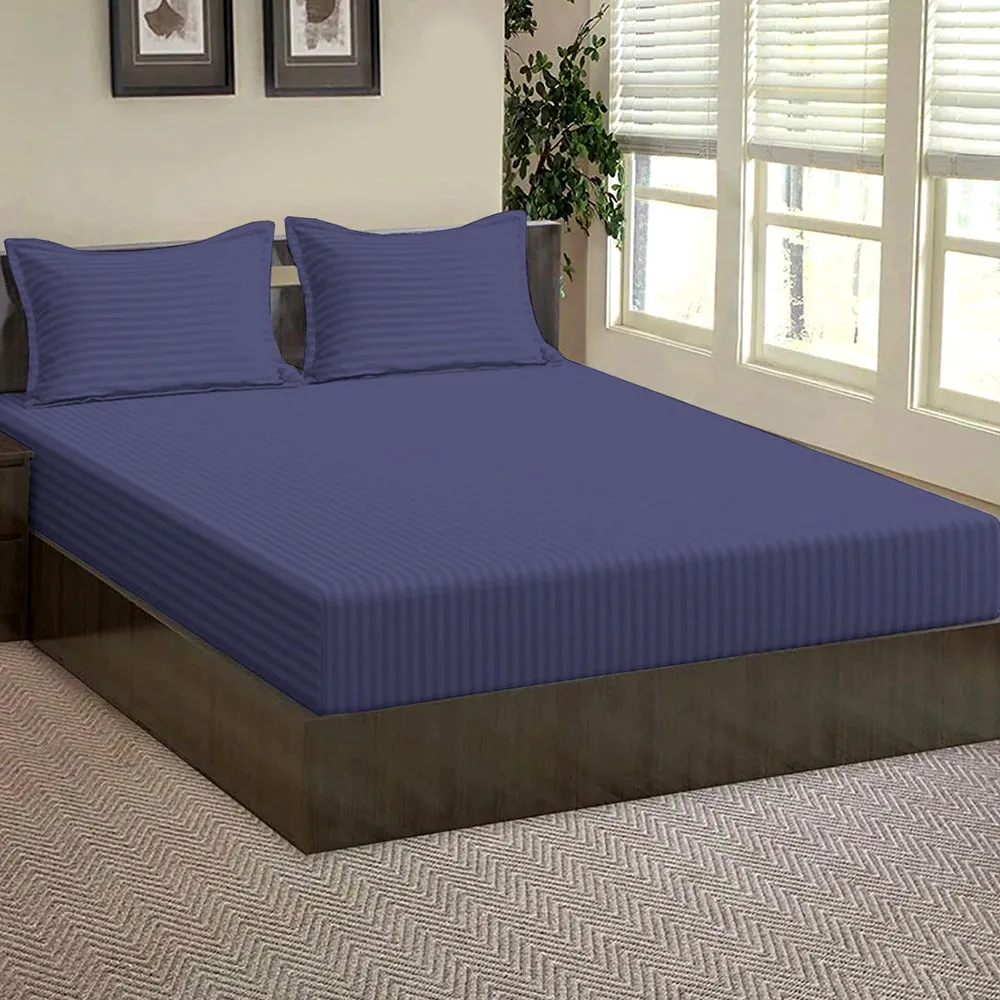 Premium Cotton Solid Twin Bed Fitted Bedsheet With 2 Pillow Covers (Available in Multiple Colours) White