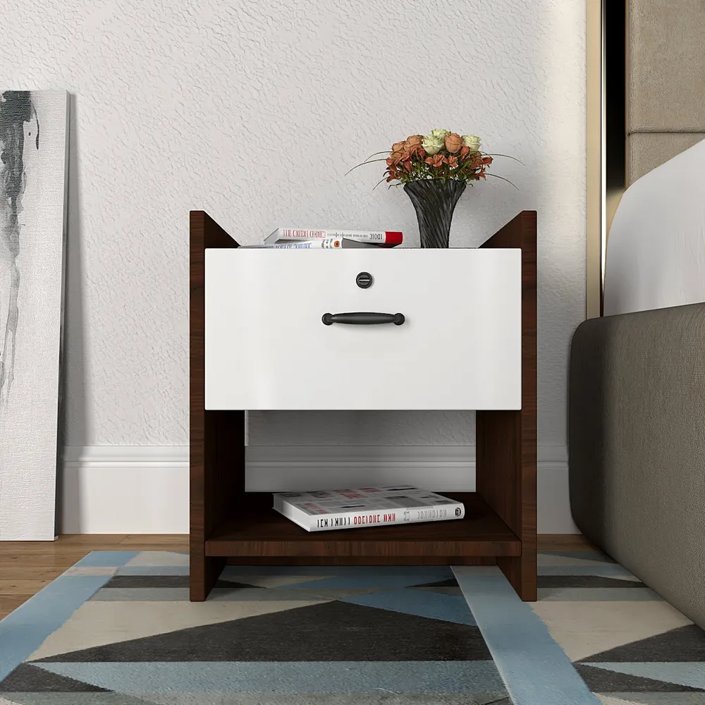 Premium Dual Tonal Single Drawer Bedside Table