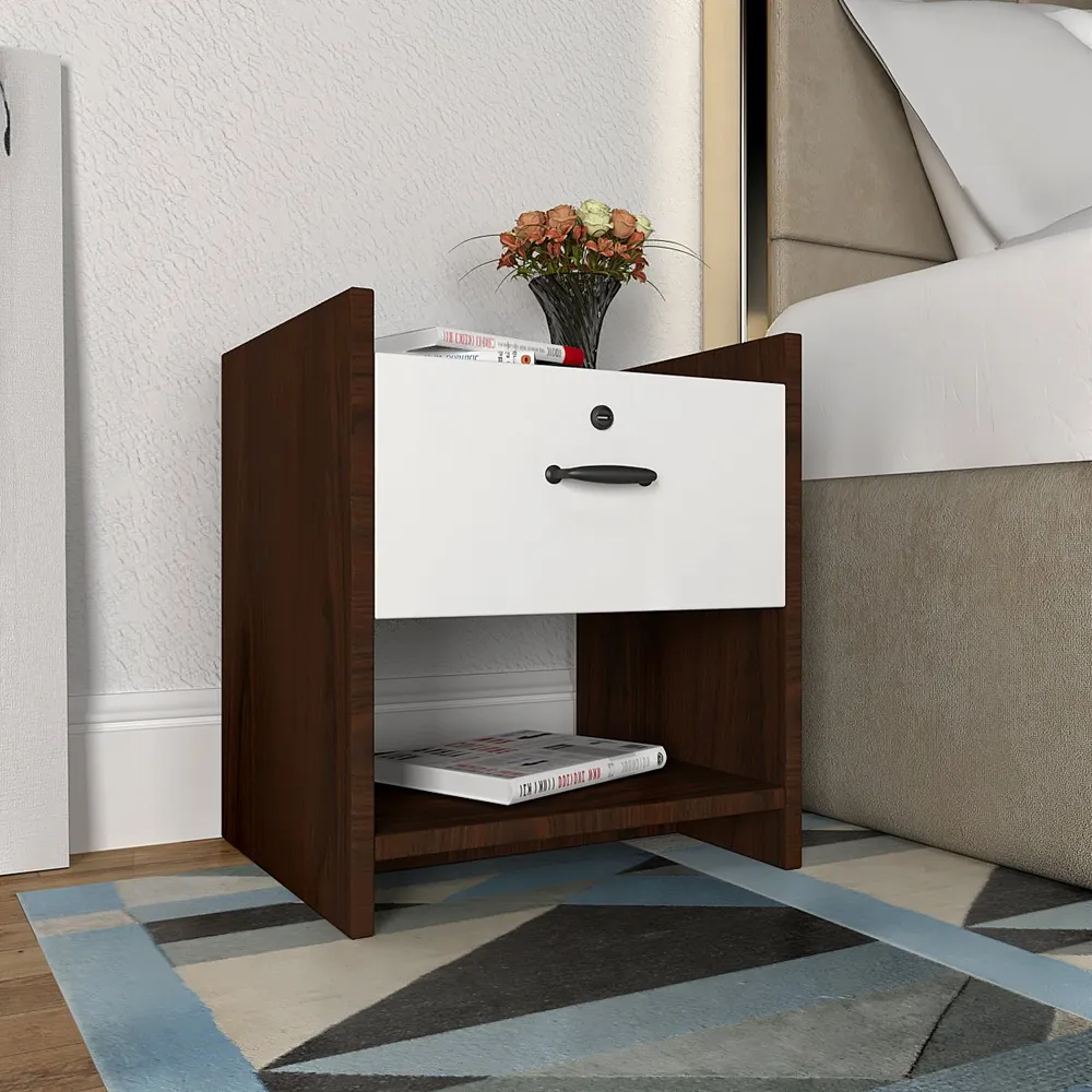 Premium Dual Tonal Single Drawer Bedside Table