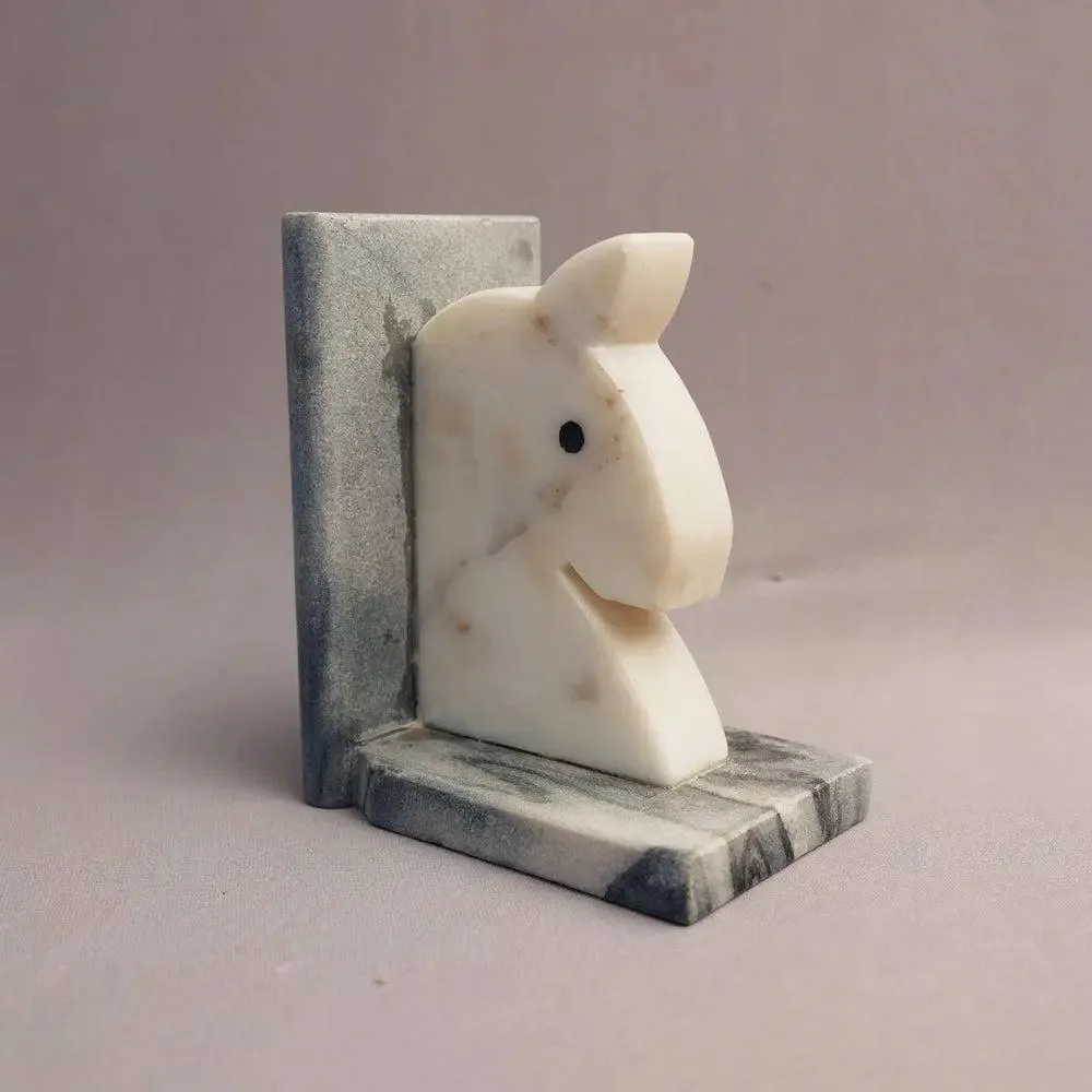 Premium Embossed White Marble Bookend (Set of 2)