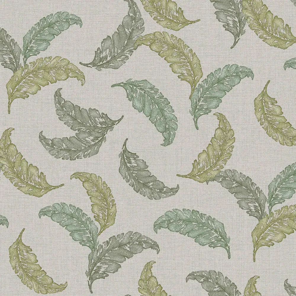 WallMantra Premium Feather Grace Contemporary Vinyl Wallpaper Sage & Mist Green 