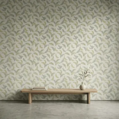 WallMantra Premium Feather Grace Contemporary Vinyl Wallpaper Sage & Mist Green