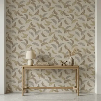 WallMantra Premium Feather Grace Contemporary Vinyl Wallpaper Taupe & Mocha Blend