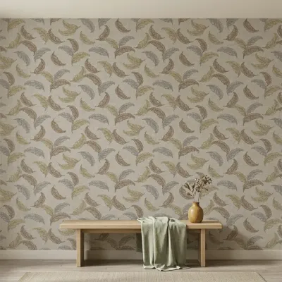 WallMantra Premium Feather Grace Contemporary Vinyl Wallpaper Taupe & Mocha Blend