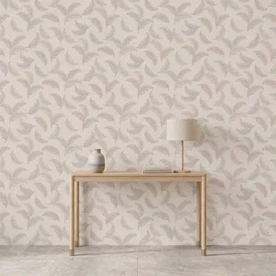 WallMantra Premium Feather Grace Contemporary Vinyl Wallpaper Warm Beige