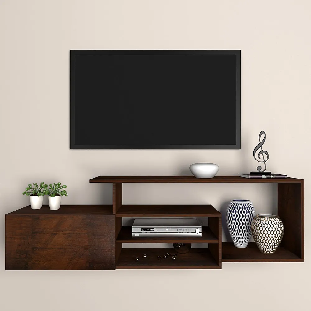 Premium Imbuia Walnut Designer Wooden Tv Unit