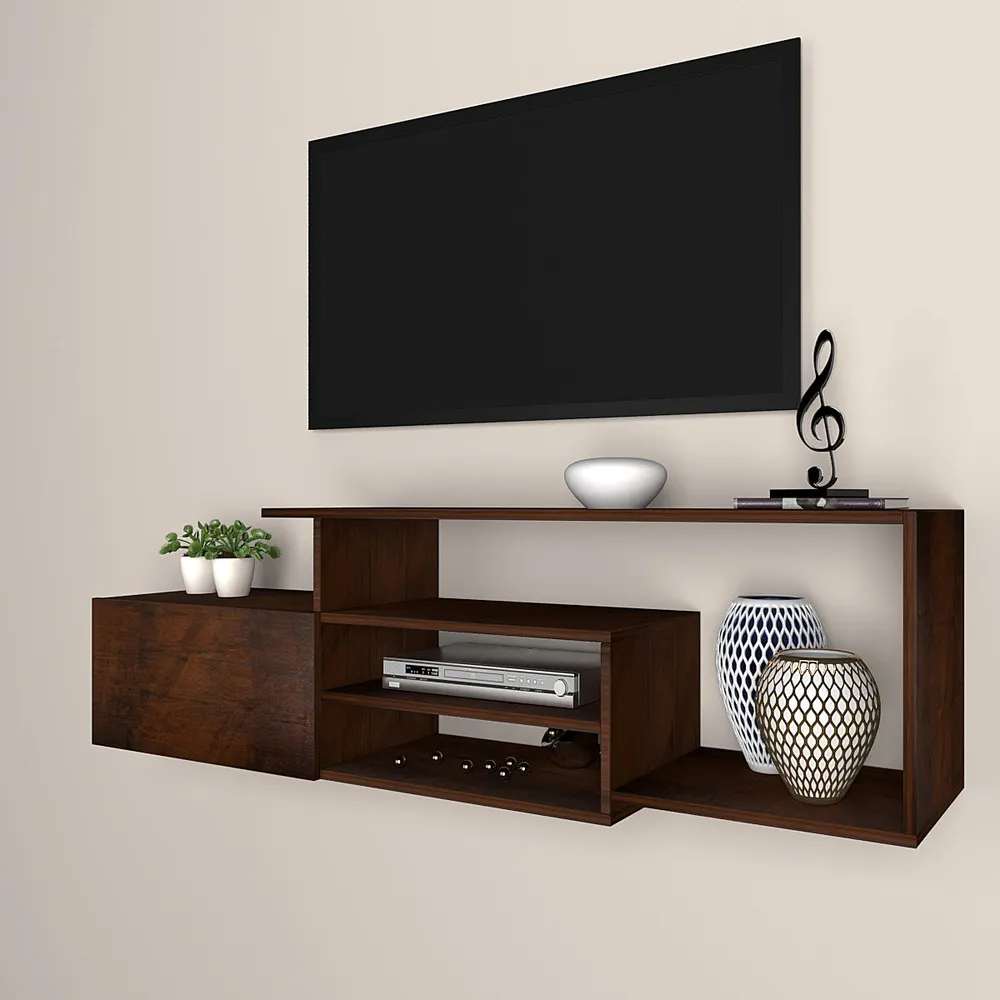 Premium Imbuia Walnut Designer Wooden Tv Unit