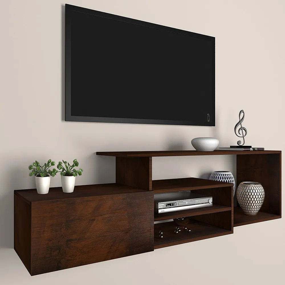 Premium Imbuia Walnut Designer Wooden Tv Unit
