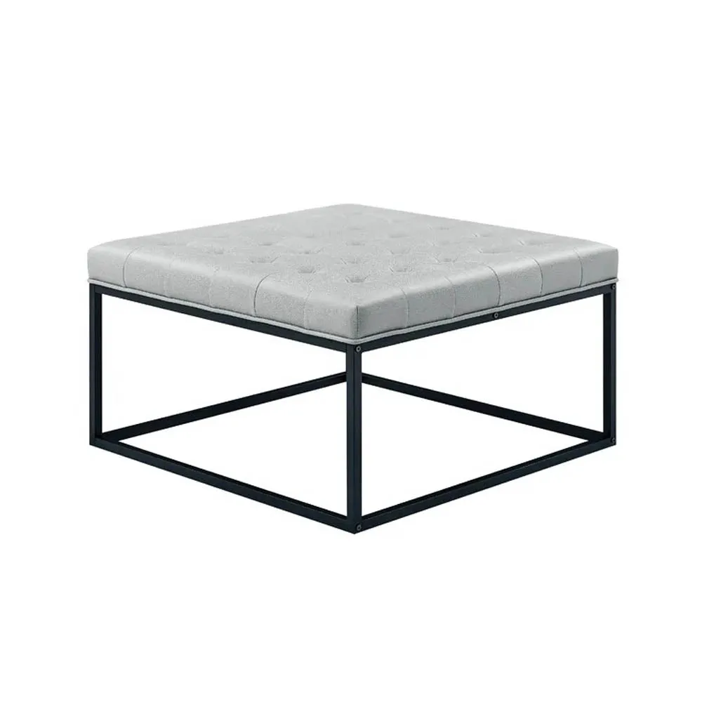 Premium Light Grey Leatherette Tufted Center Table/ Coffee Table
