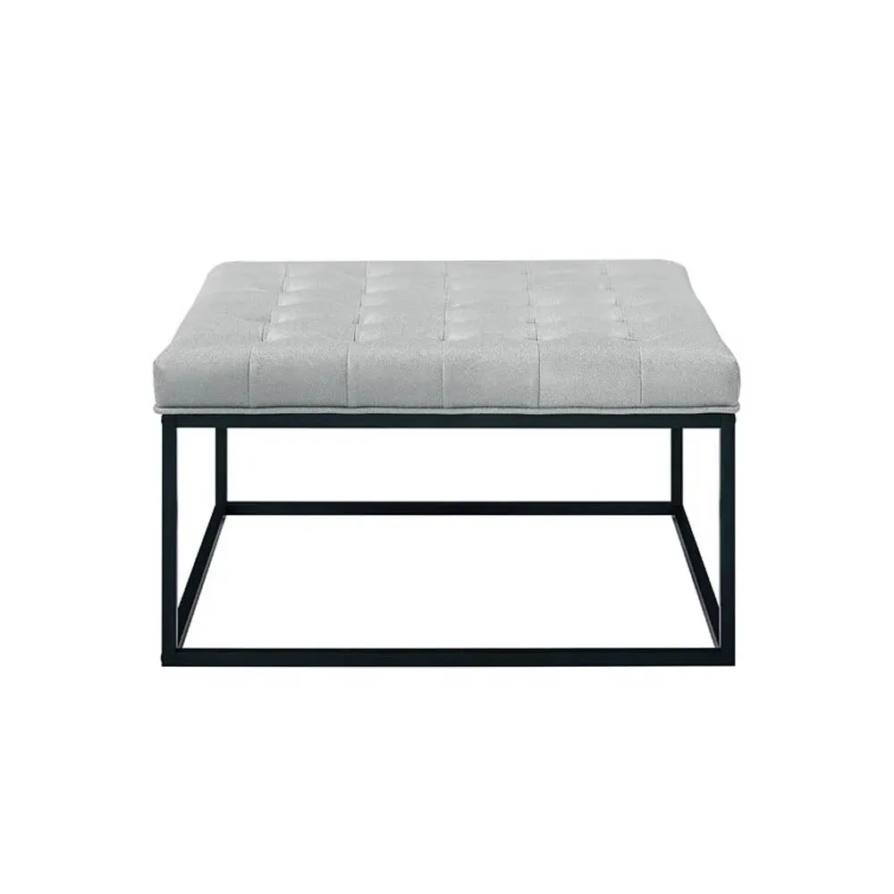 Premium Light Grey Leatherette Tufted Center Table/ Coffee Table