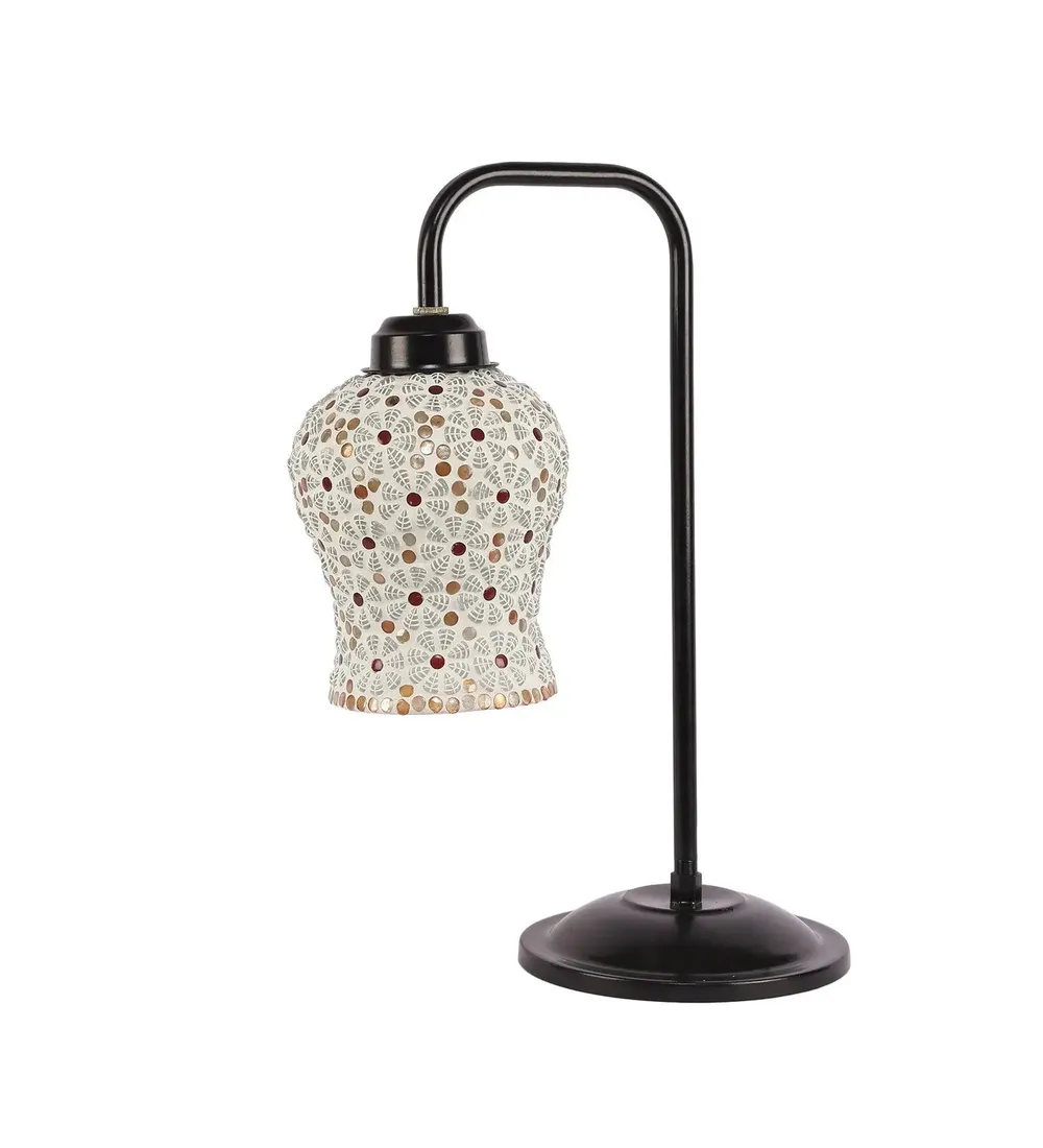 Premium Mosaic Multicolour Glass Table Lamp with Black Base Single Piece