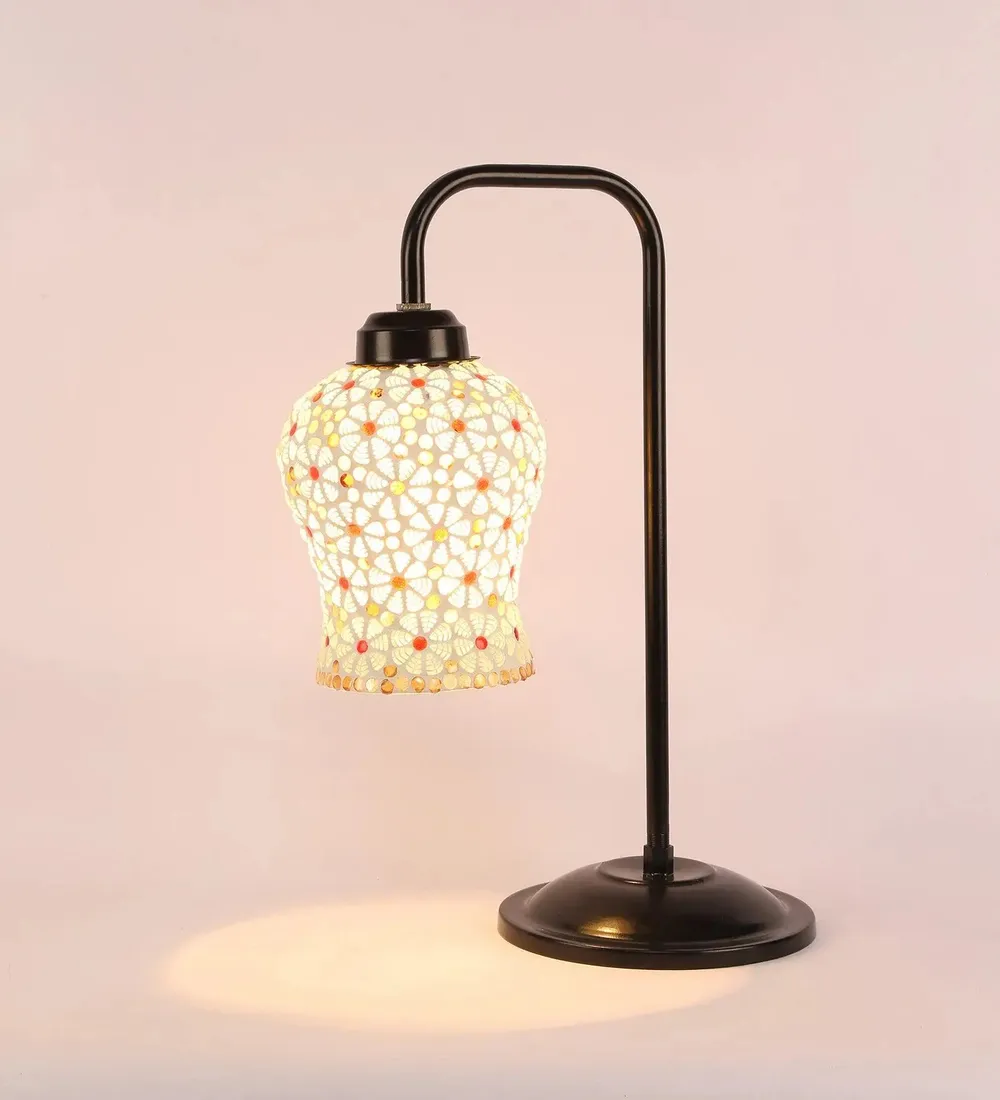 Premium Mosaic Multicolour Glass Table Lamp with Black Base Single Piece
