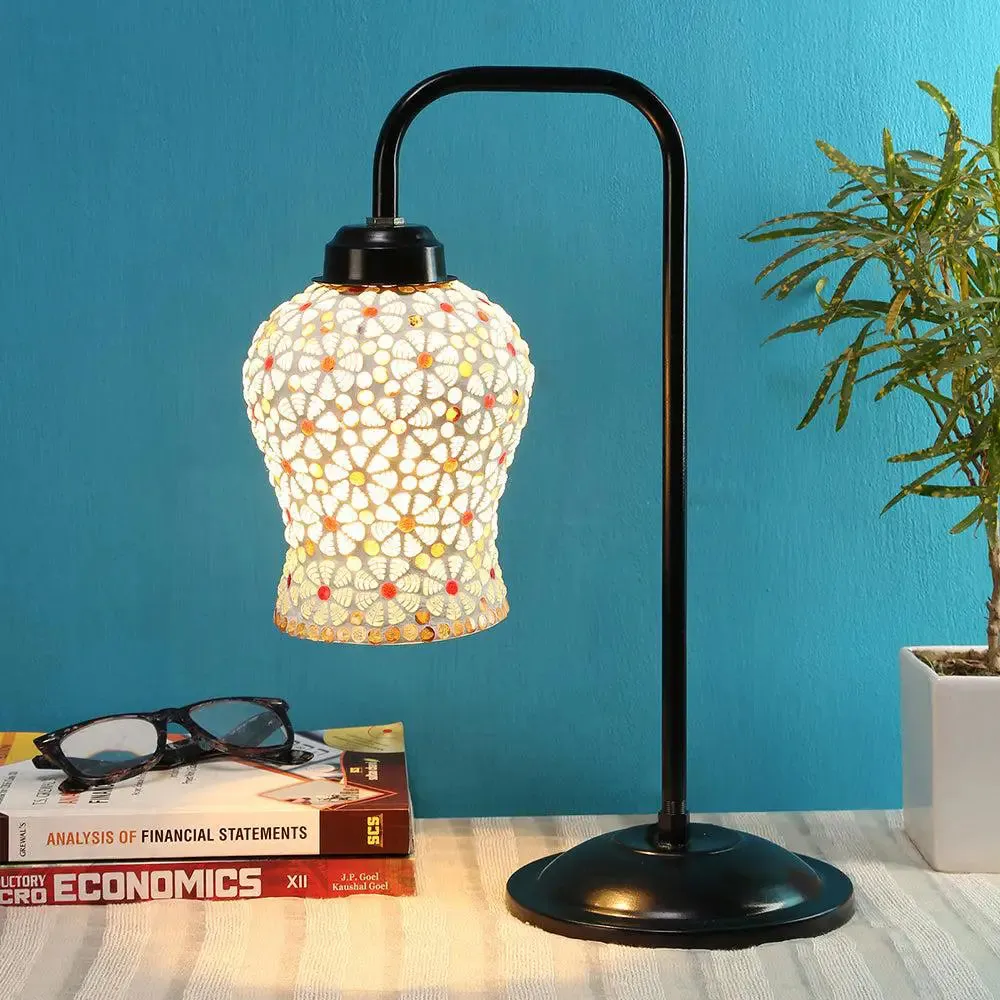 Premium Mosaic Multicolour Glass Table Lamp with Black Base Single Piece