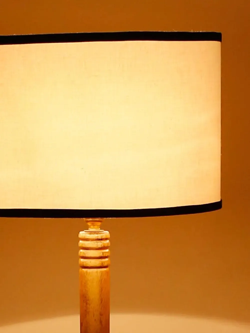 Premium Natural Wood Table Storage Floor Lamp With Cotton Shade MultiColour