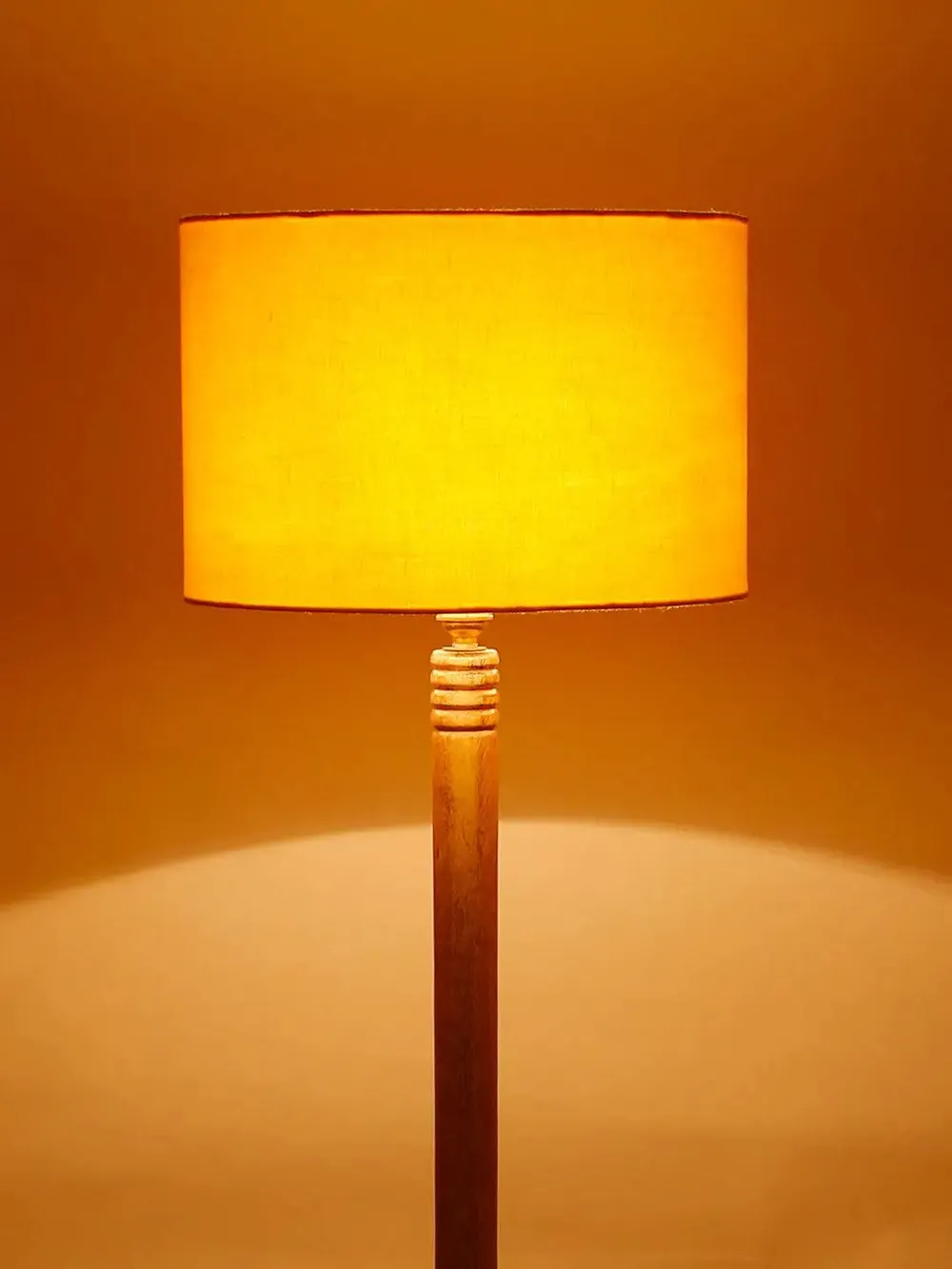 Premium Natural Wood Table Storage Floor Lamp With Cotton Shade MultiColour