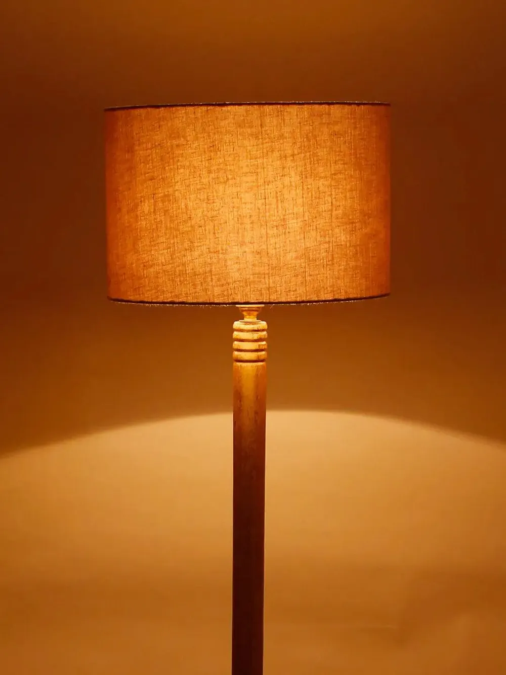 Premium Natural Wood Table Storage Floor Lamp With Cotton Shade MultiColour