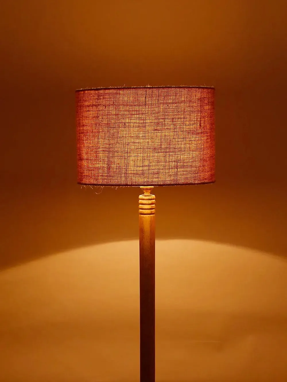 Premium Natural Wood Table Storage Floor Lamp With Drum Shade Blue