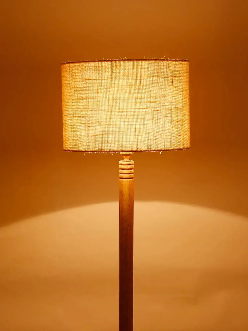 Premium Natural Wood Table Storage Floor Lamp With Drum Shade Blue