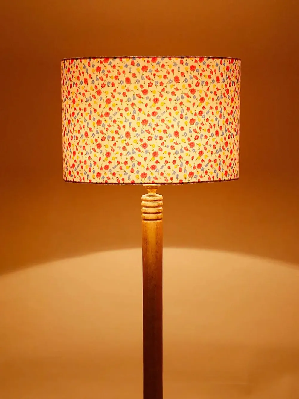 Premium Natural Wood Table Storage Floor Lamp With Multi-color Shade