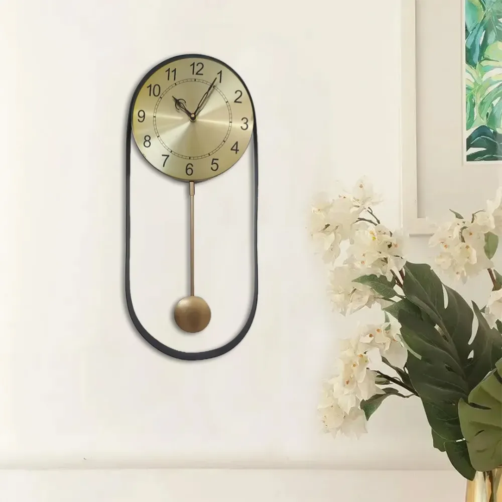 Premium Noir Pendulum Wall Clock with Black Frame