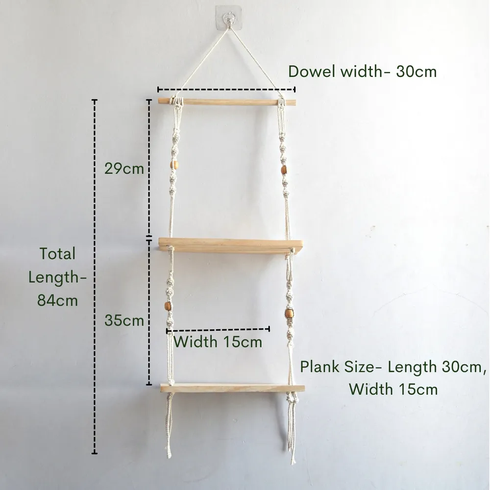 Premium Off-white Superior-quality Macrame Wall Hanging Plant Shelf