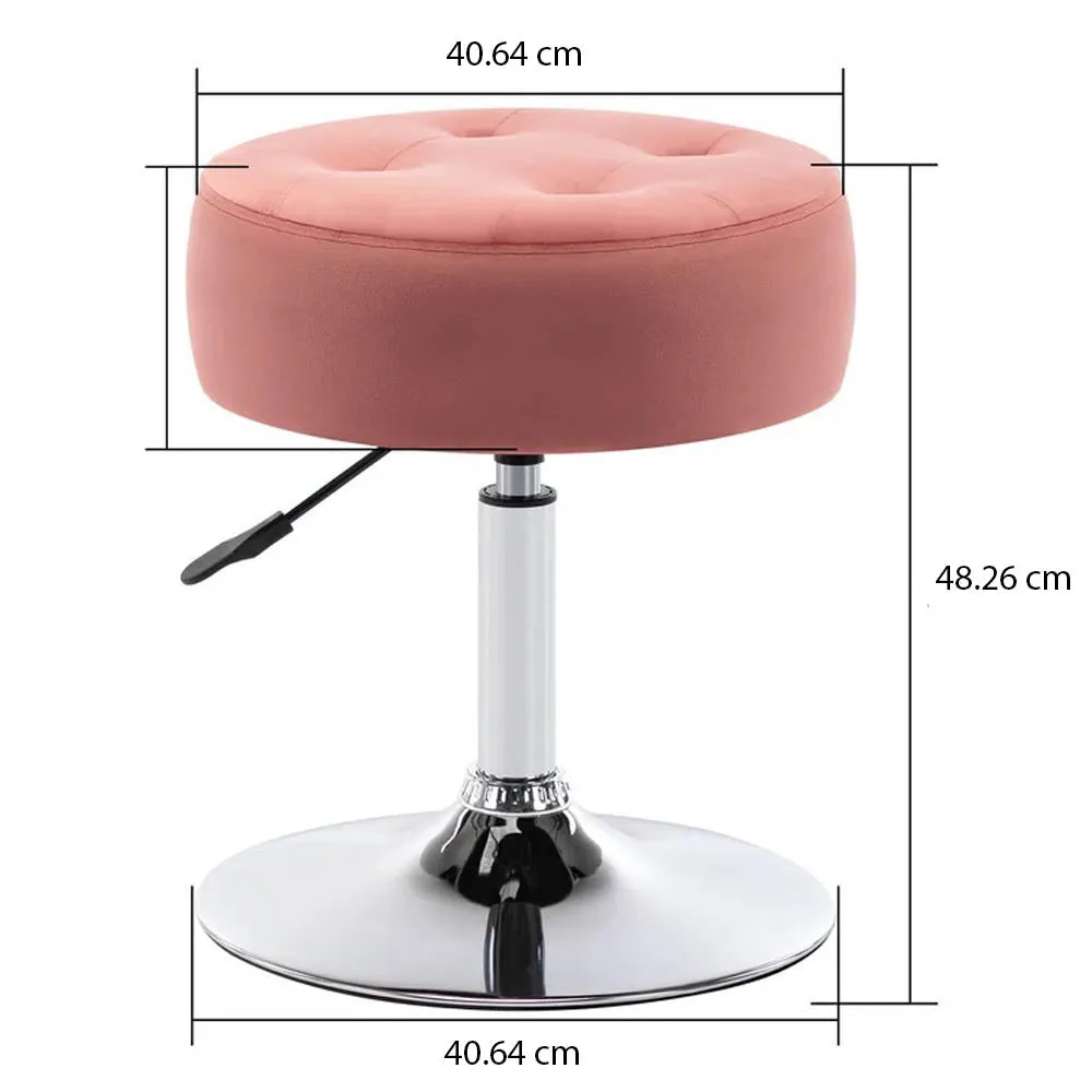 Premium Peach Leatherette Seating Stool with Round Metal Base
