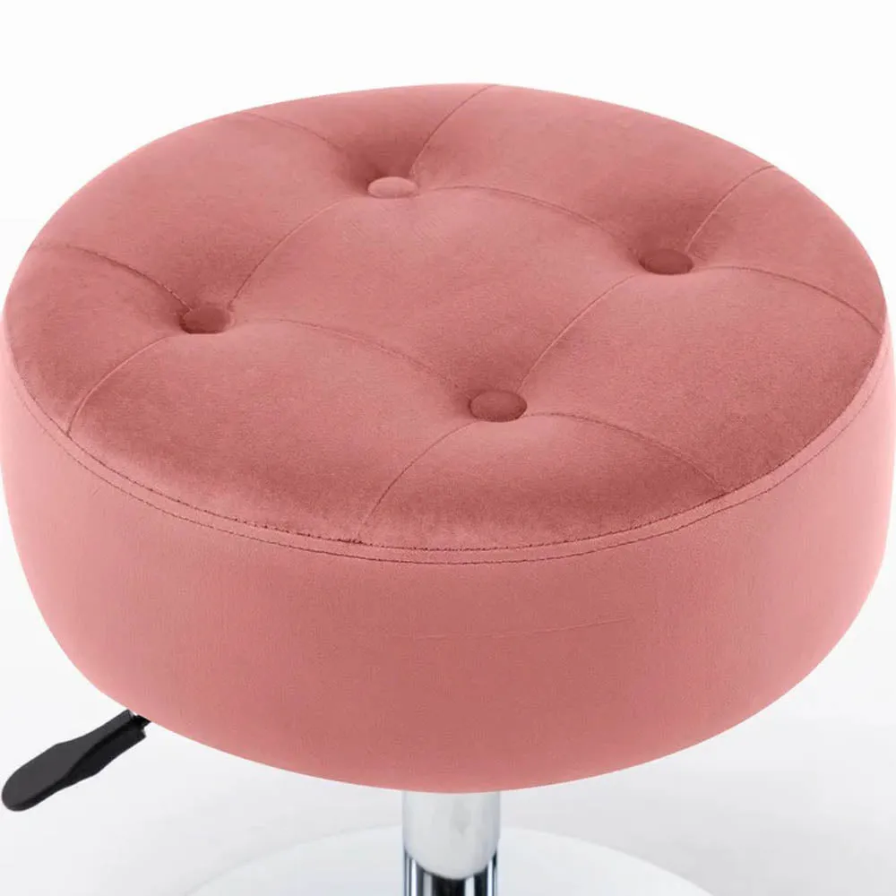 Premium Peach Leatherette Seating Stool with Round Metal Base