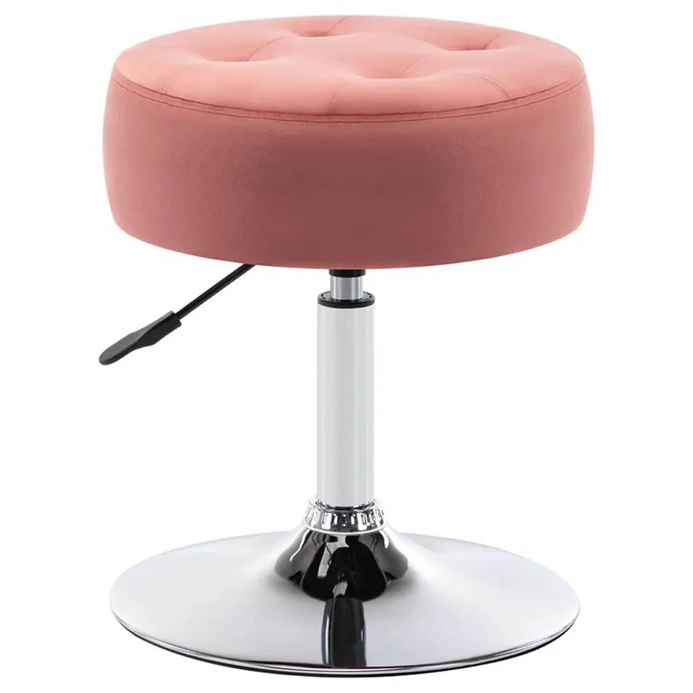 Premium Peach Leatherette Seating Stool with Round Metal Base
