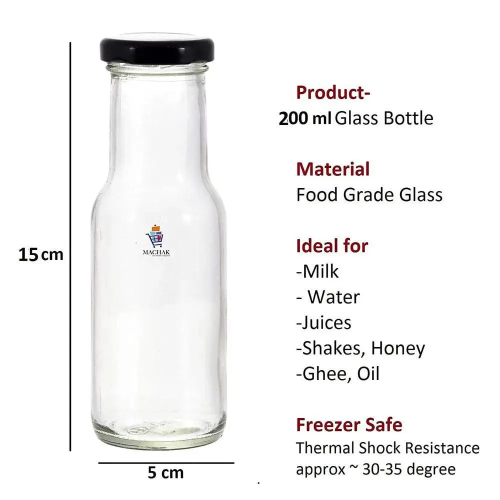 Premium Quality Airtight Glass Bottles For Milk &amp; Juice Set Of 12