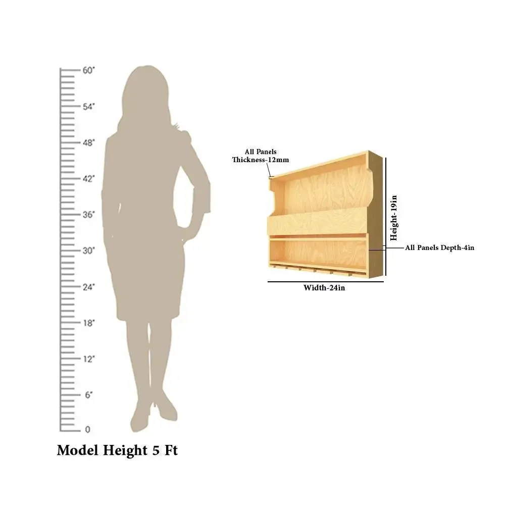 Premium-Quality Backlit Wooden Bar Wall Shelf / Mini Bar Cabinet in Light Oak Finish