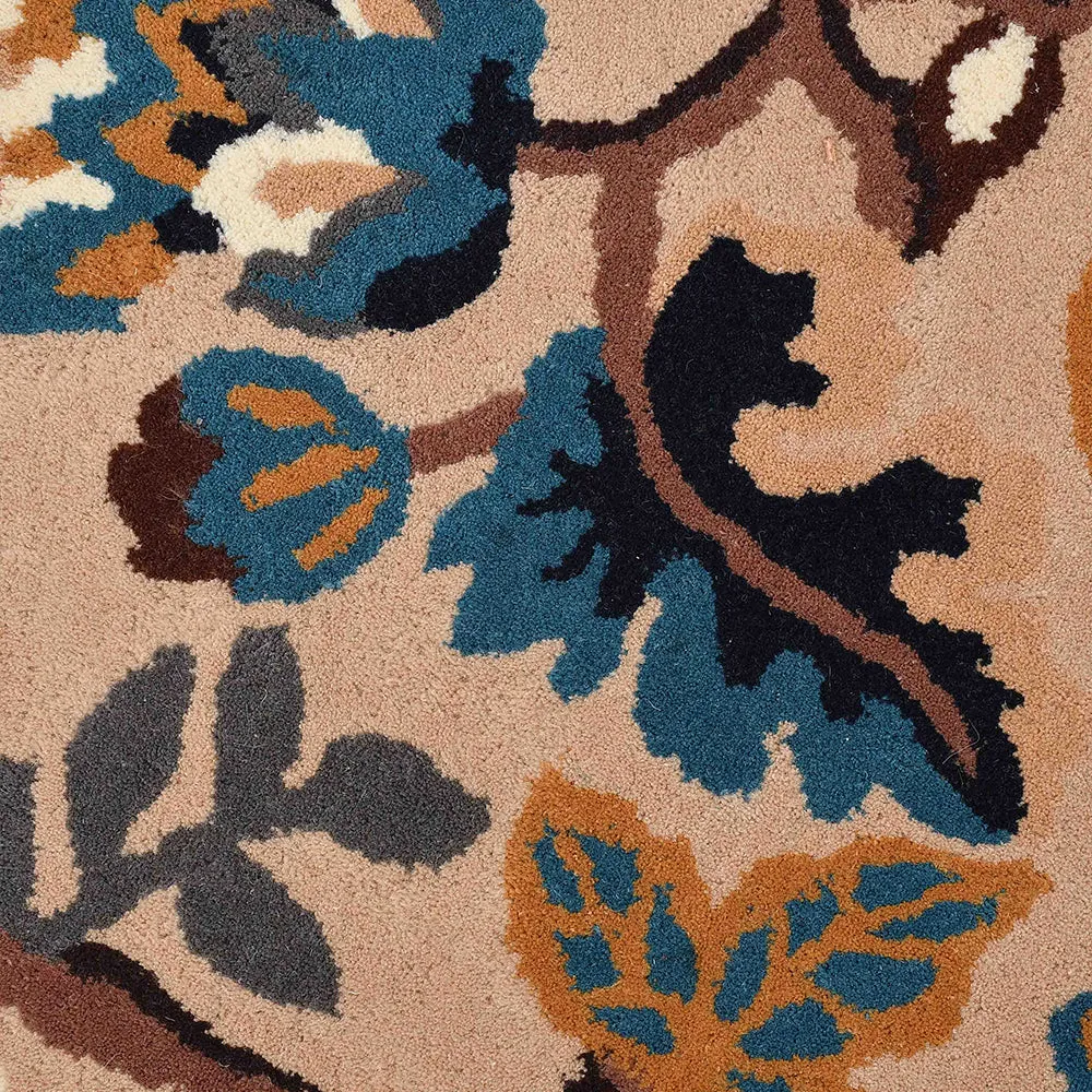 Premium-quality Beige Floral Print Hand Tufted Wool Carpet 3X5