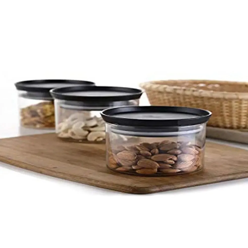 Premium Quality Black Airtight Kitchen Containers Set Of 6 (300 ml)