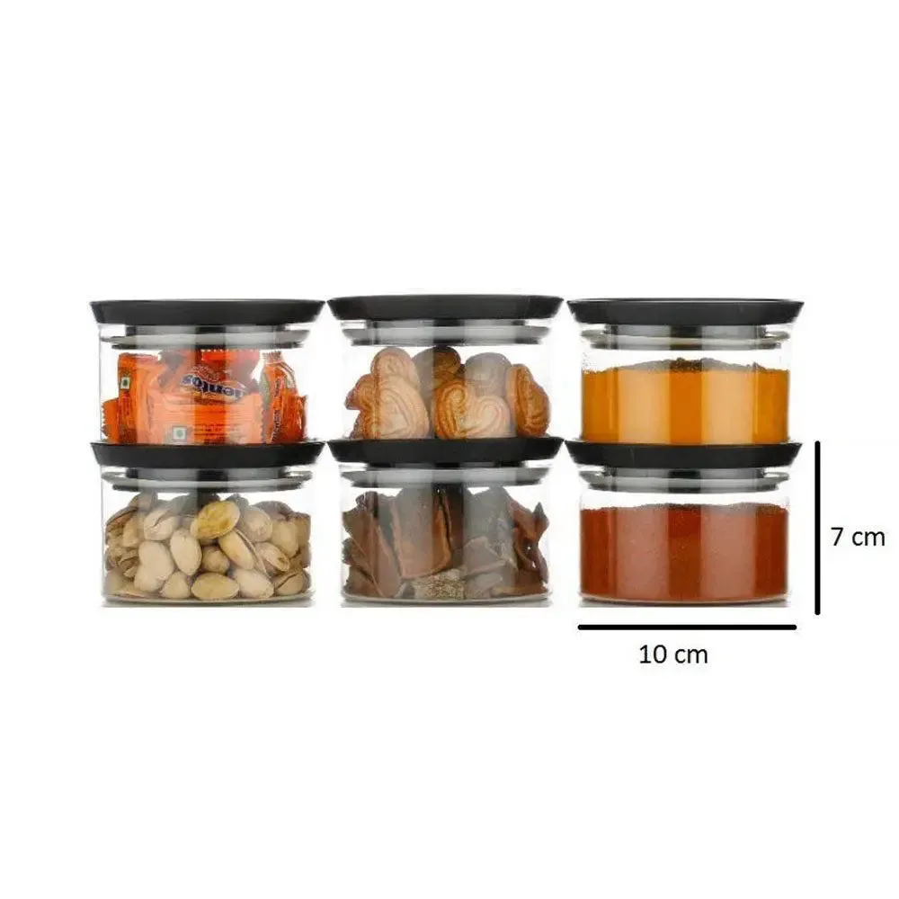 Premium Quality Black Airtight Kitchen Containers Set Of 6 (300 ml)